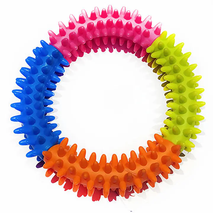 Игрушка резиновая бублик четырехцветный, d-12,7см №2