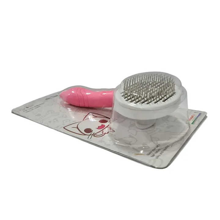 Пуходерка, 10х19 см, с прорезиненой ручкой, с кнопкой, овал