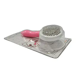 Пуходерка, 10х19 см, с прорезиненой ручкой, с кнопкой, овал