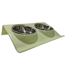 Миски металл двойные на пластиковой подставке - Цвет: #228C22