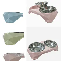 Миски металл, на пластиковой подставке, 33х16,5х6,5 см, большая