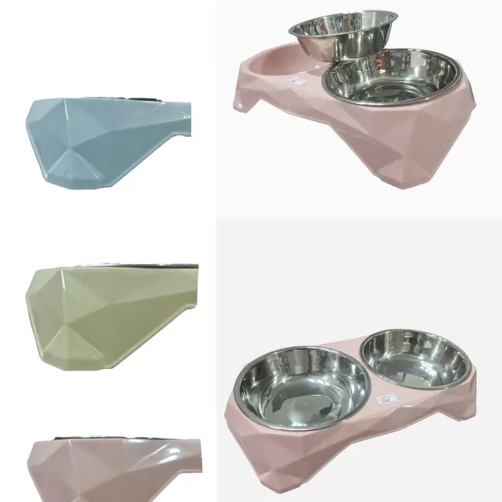 Миски металл, на пластиковой подставке, 33х16,5х6,5 см, большая