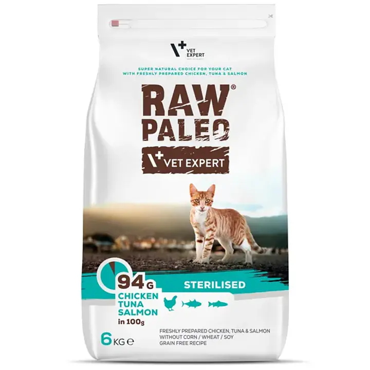 VetExpert Raw Paleo Cat Dry Food STERILISED - Tuna Somon Chicken - Master
