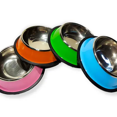 Миски металл с резиновым основанием, цветные, 16 см основное изображение