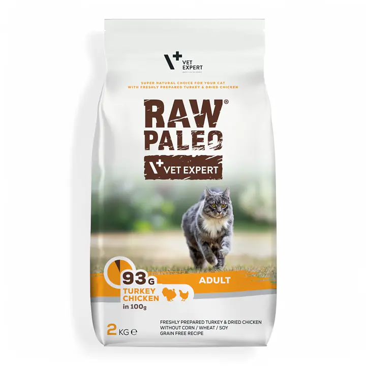 Vet Expert RAW PALEO Dry Food Adult Cat /adult-turkey-dried-chicken/ - Вес Упаковки: 2 кг