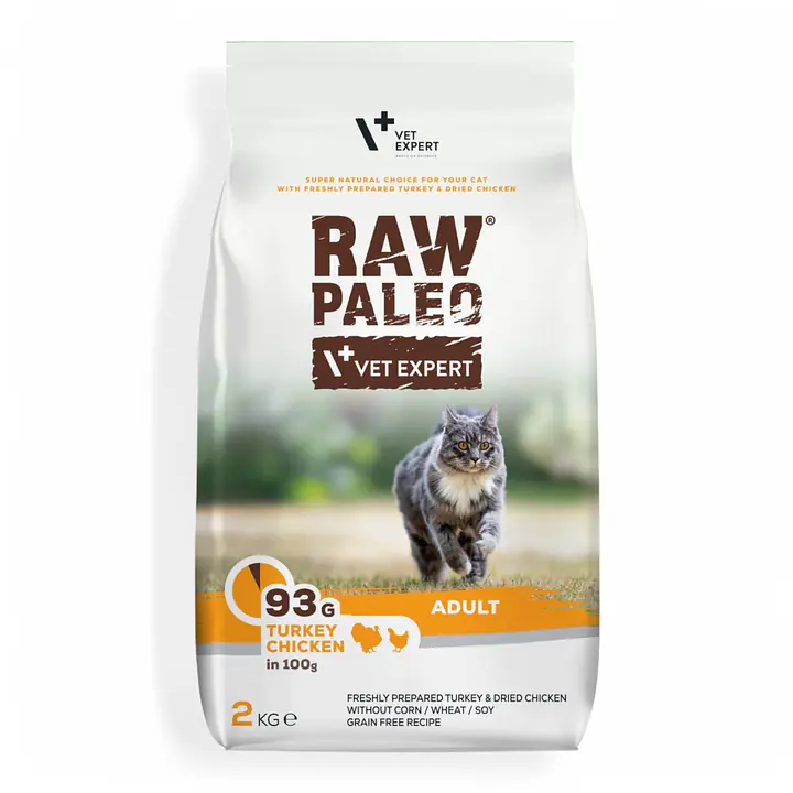 Vet Expert RAW PALEO Dry Food Adult Cat /adult-turkey-dried-chicken/ - Вес Упаковки: 2 кг