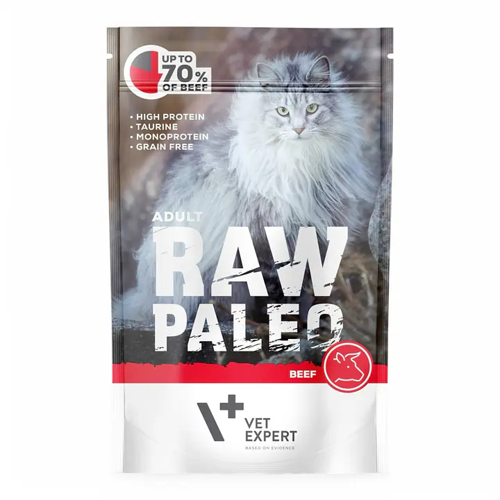 Vet Expert RAW PALEO Adult Cat BEEF - Вес Упаковки: 100 г, Вес Упаковки: 100 г