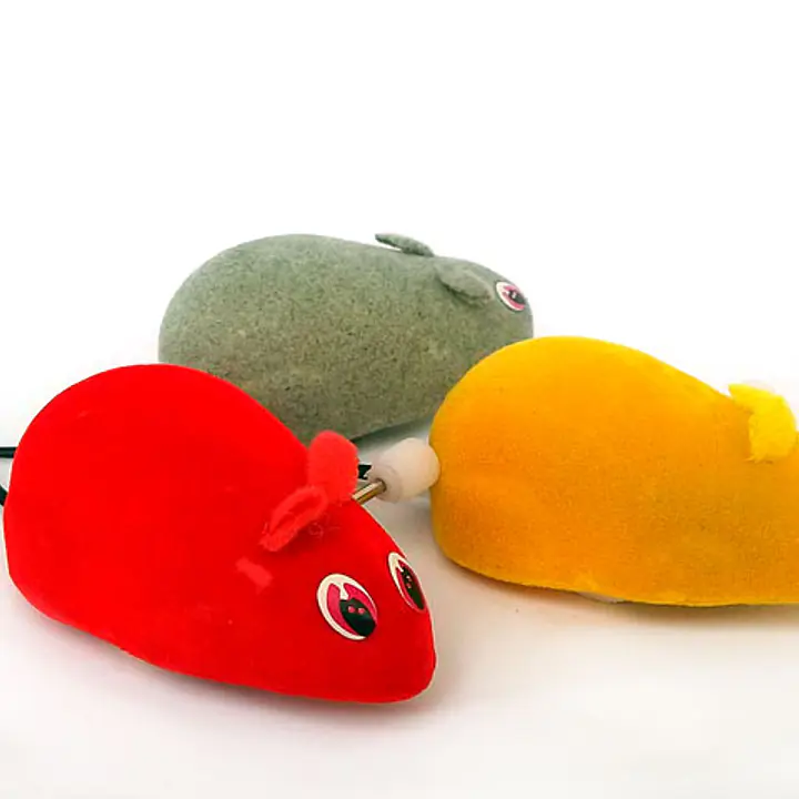 Мышь заводная на колесиках, малая L=7,5 cm