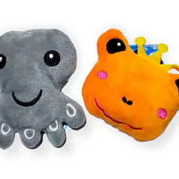 Мягкая игрушка, плюш, Осьминог, Лягушка, с пищалкой, 11х11 см