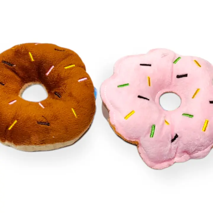 Мягкая игрушка, плюшевая, Пончик, с пищалкой, 11х12 см