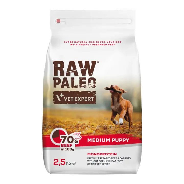 Vet Expert RAW PALEO MEDIUM PUPPY BEEF - Вес Упаковки: 2,5 кг