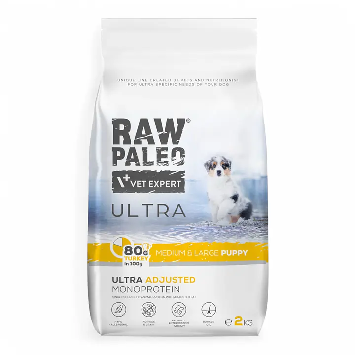 Vet Expert RAW PALEO ULTRA MEDIUM LARGE PUPPY TURKEY - Вес Упаковки: 2 кг