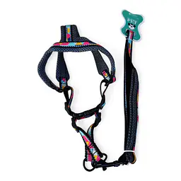 Поводок + шлейка с подложкой, светоотраж, 1,5х120см