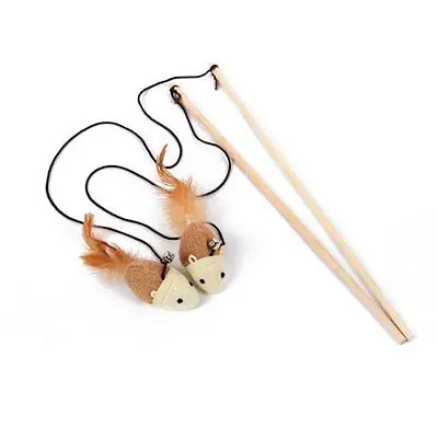 Игрушка для кошек. Удочка-дразнилка 40 см. Эко материалы основное изображение