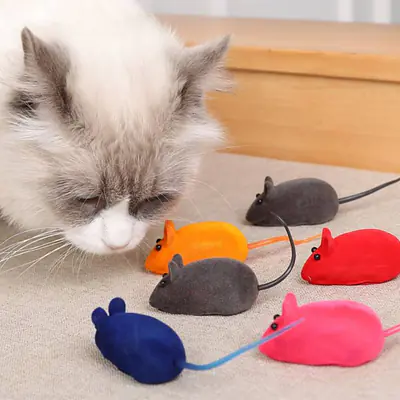 Мышь велюровая с пищалкой 6,5 см, разные цвета основное изображение