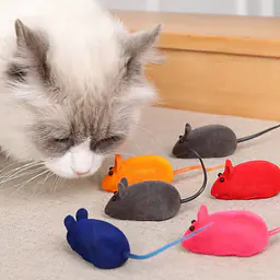 Мышь велюровая с пищалкой 6,5 см, разные цвета