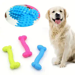 Игрушка резиновая "Кость" маленькие пупырчики, 10,5 см. Разные цвета