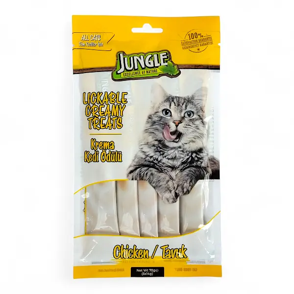 JUNGLE Кремовое лакомство с курицей, для кошек, 70г, 5шт