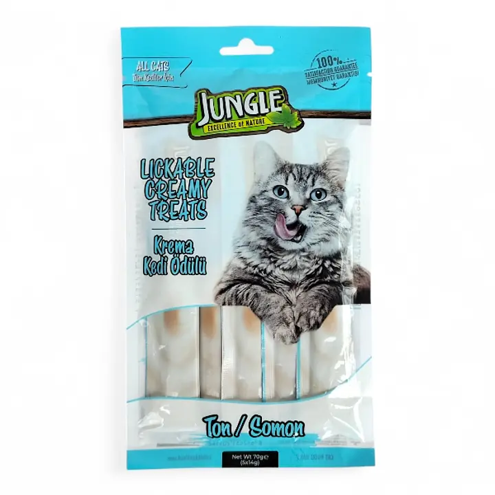 JUNGLE Кремовое лакомство с тунцом и лососем, для кошек, 70г, 5шт