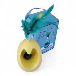 Игрушка для кошек, неваляшка с перьями и мятой, 7х11 см